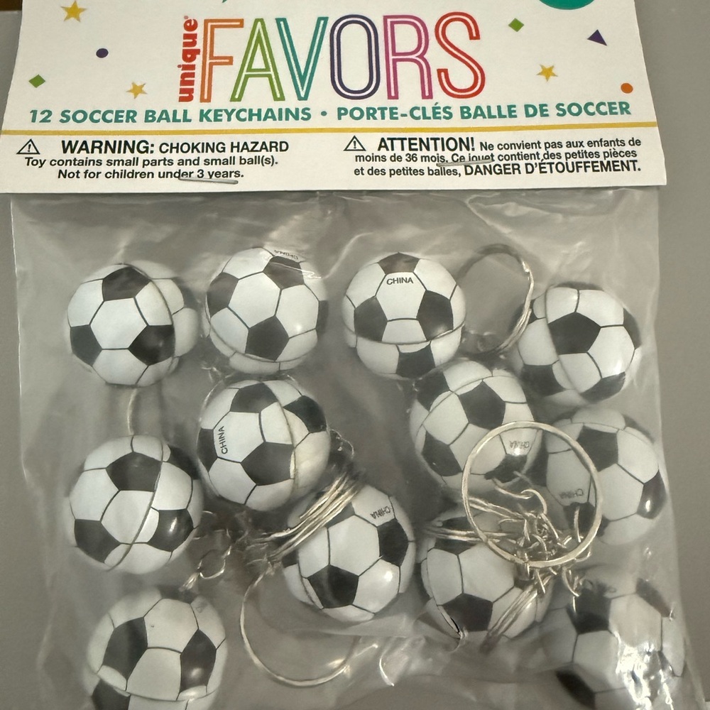 NWT Pack of 12 soccer ball keychains